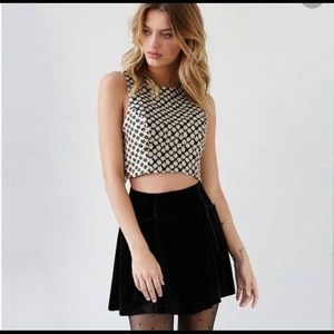 Urban Outfitters Black Velvet Mini Skirt